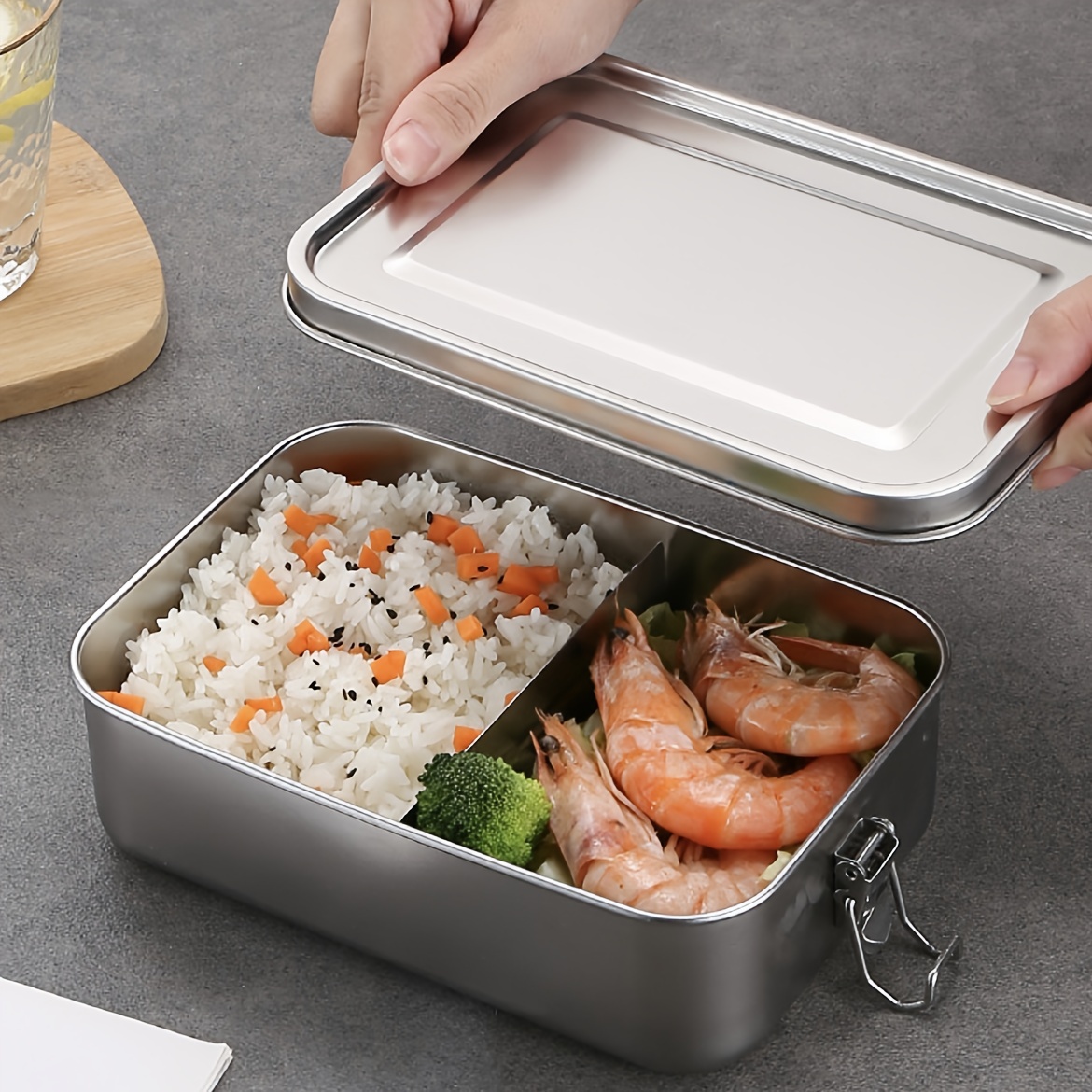 1pc leak proof 304 stainless steel lunch box   portable with sealed compartment ideal for students lunches outdoor meals details 4