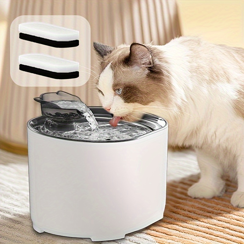 Fuente de agua para gatos de 85 oz/2.5 L, dispensador de agua ultra  silencioso para mascotas con bomba inteligente y 3 filtros de repuesto,  fuente