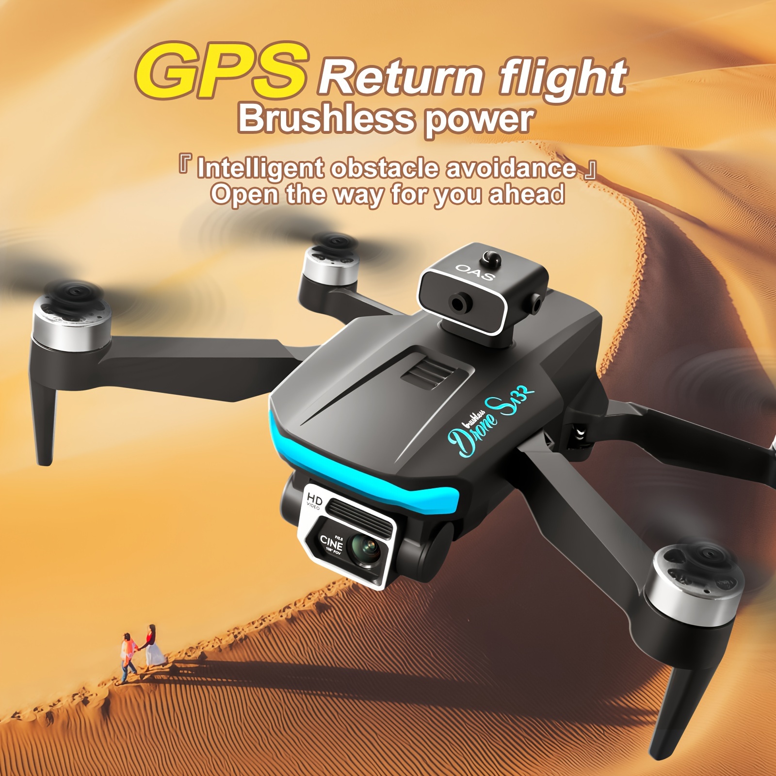 s132 drone hd camera gps global positioning optical flow fixed point hovering four sided infrared obstacle avoidance 90 electrically adjustable lens folding professional aerial photography uav details 0