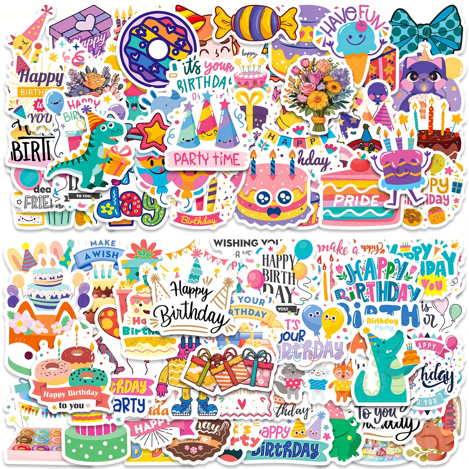 Happy Birthday Party Doodle Stickers Cartoon Birthday Party - Temu