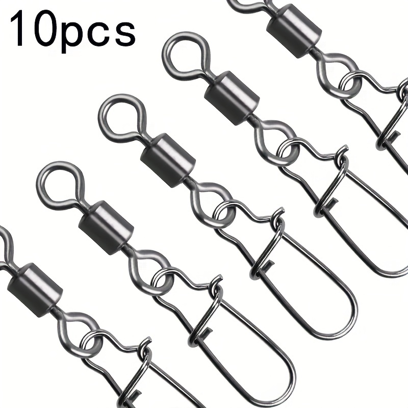 10pcs Stainless Steel Fishing Swivel Snaps with Safety Snap Interlock -  Quick Connector for Easy Fishing