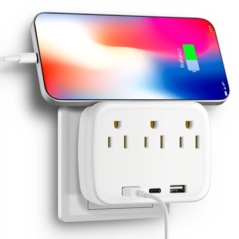1pc cruise power strip with 2 usb 1 type c and 3 sockets total 13a multi plug wall socket strip cruise essentials for traveling boats home essentials