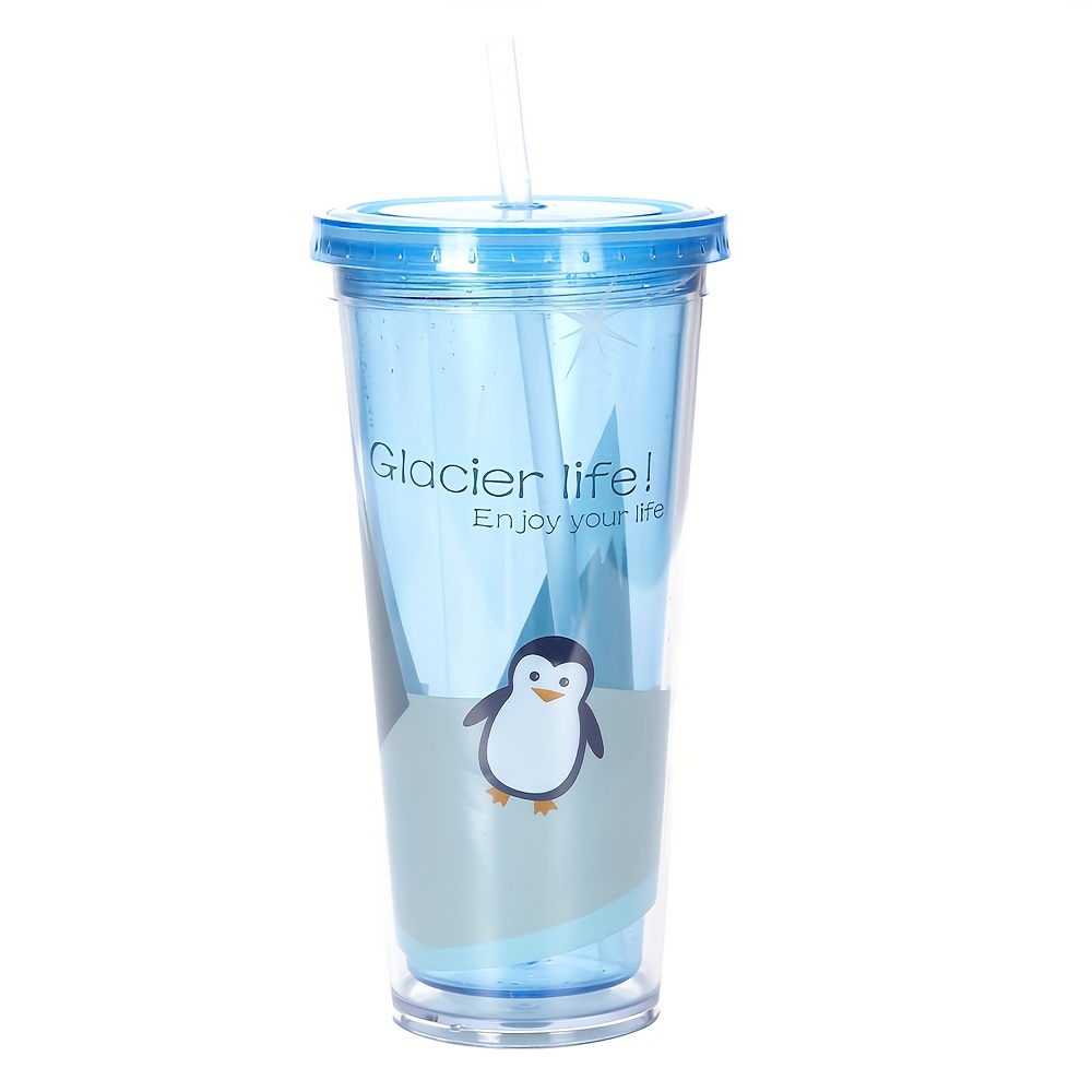 1pc 709ml/20oz Reusable Clear Water Cup With Lids And Straws, Double Walled  Leakproof Smoothie Coffee Cup, Suitable For Outdoor Sports, Fitness, Trave