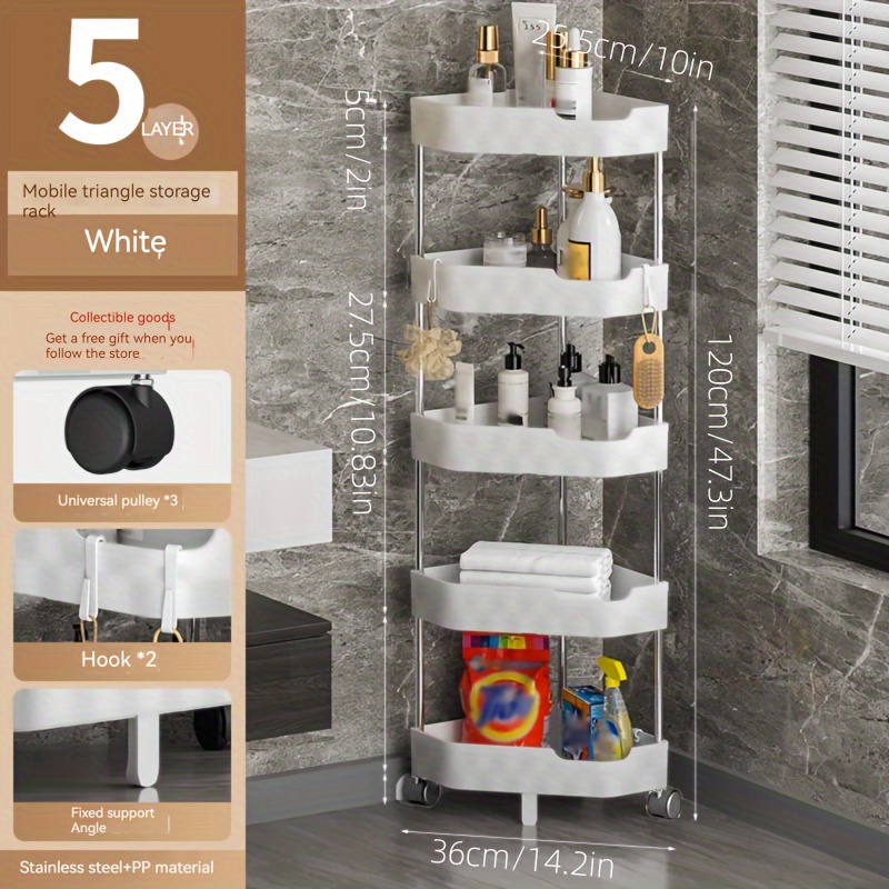 Multi layer Bathroom Shelf With Wheels Utility Rolling Cart - Temu