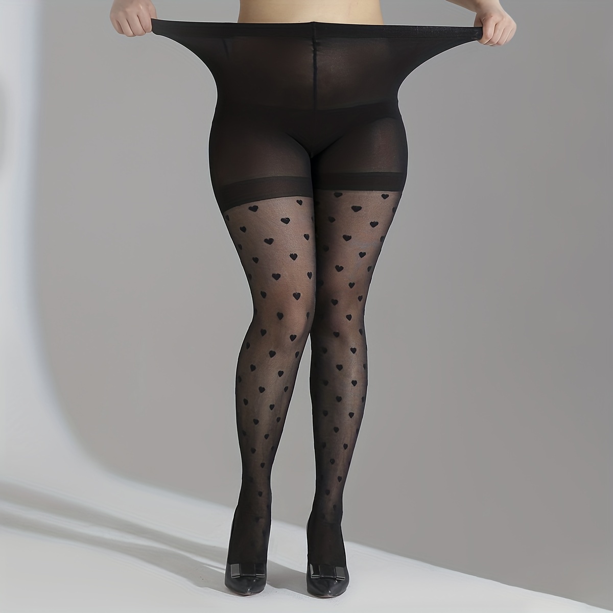 Plus Size Casual Stockings 0xl 2xl Women's Plus Solid Semi - Temu Canada