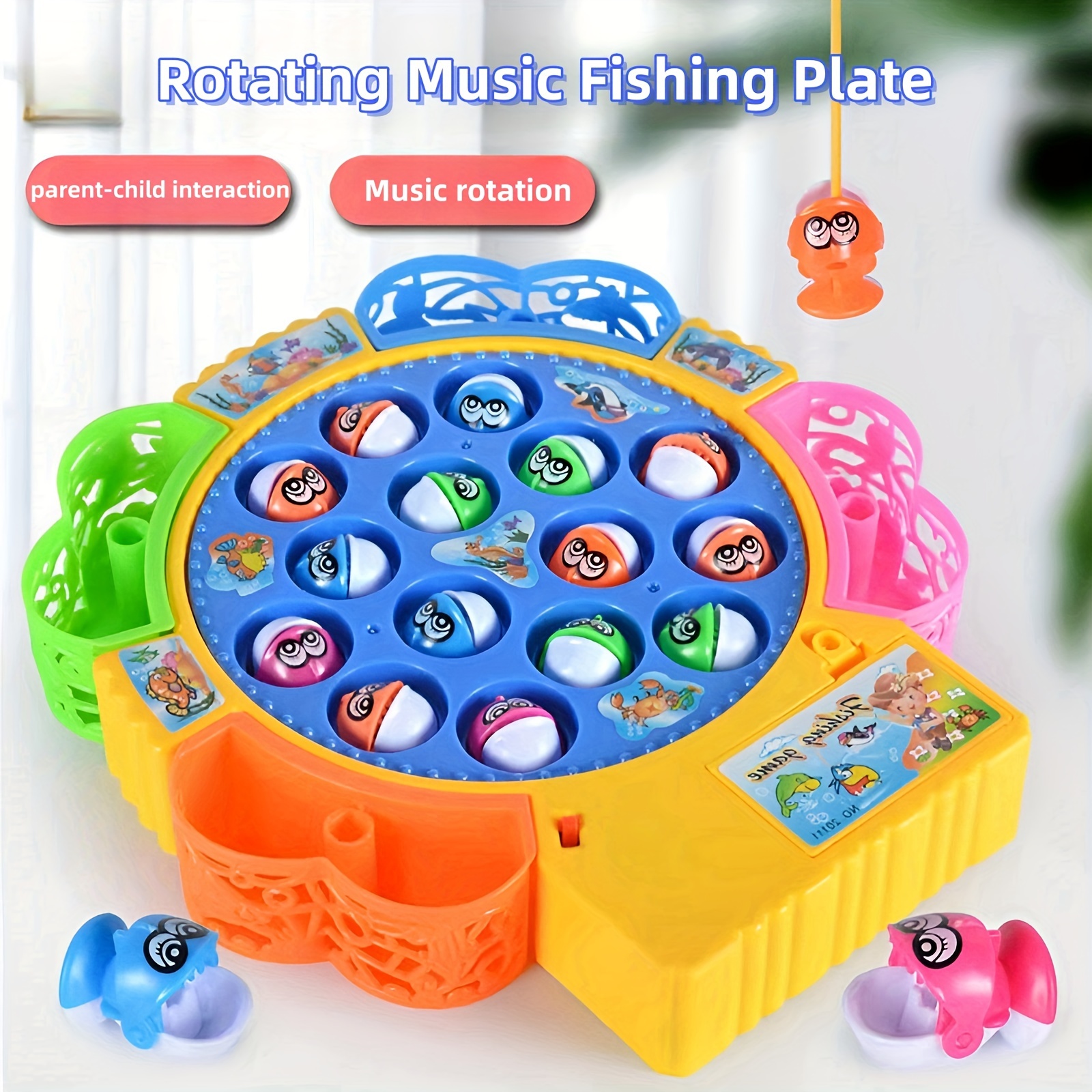 Fishing toys random color go fishing game electric rotating magnetic magnet  fish toy kid educational toys