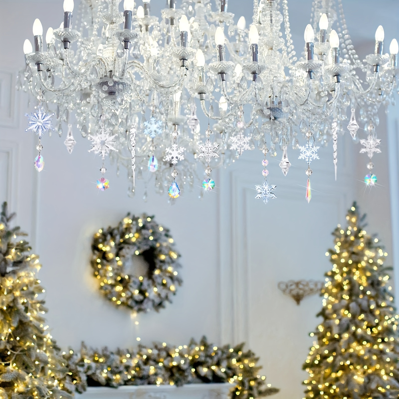 18Pcs Christmas Tree Decoration Crystal Ornaments - Hanging Acrylic  Christmas Sn
