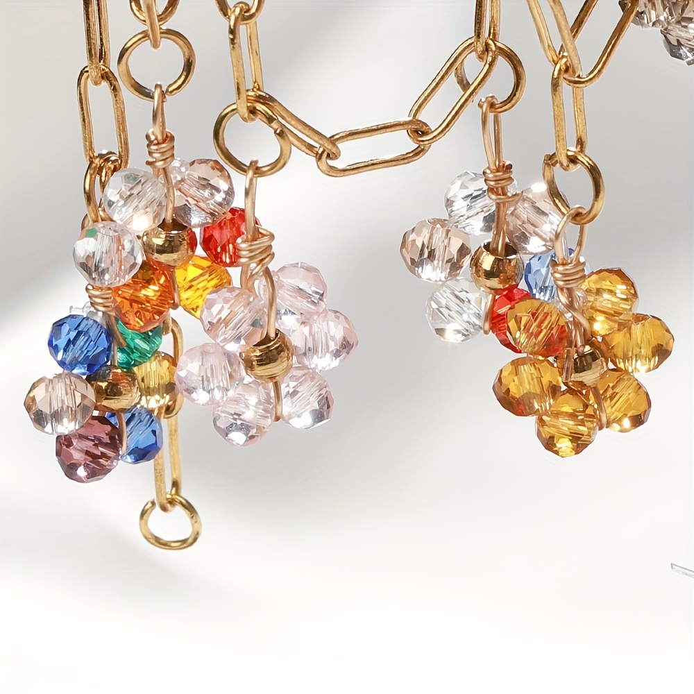 Stainless Steel Creative Elegant Flower Crystal Beads Charms - Temu Canada