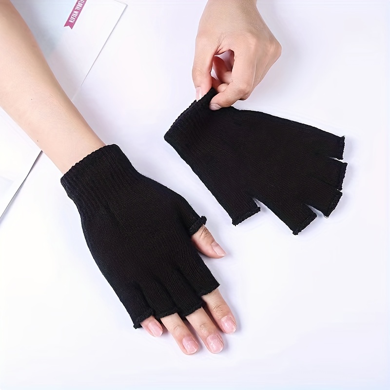 1 paio di guanti da donna mezze dita in seta sintetica color