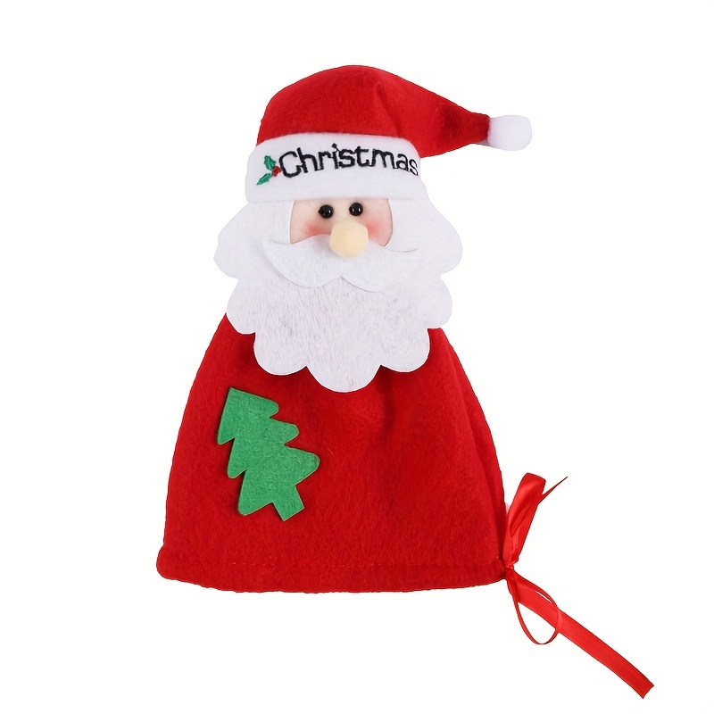 Christmas Red Velvet Santa Claus Bags With Drawstring Cord - Temu