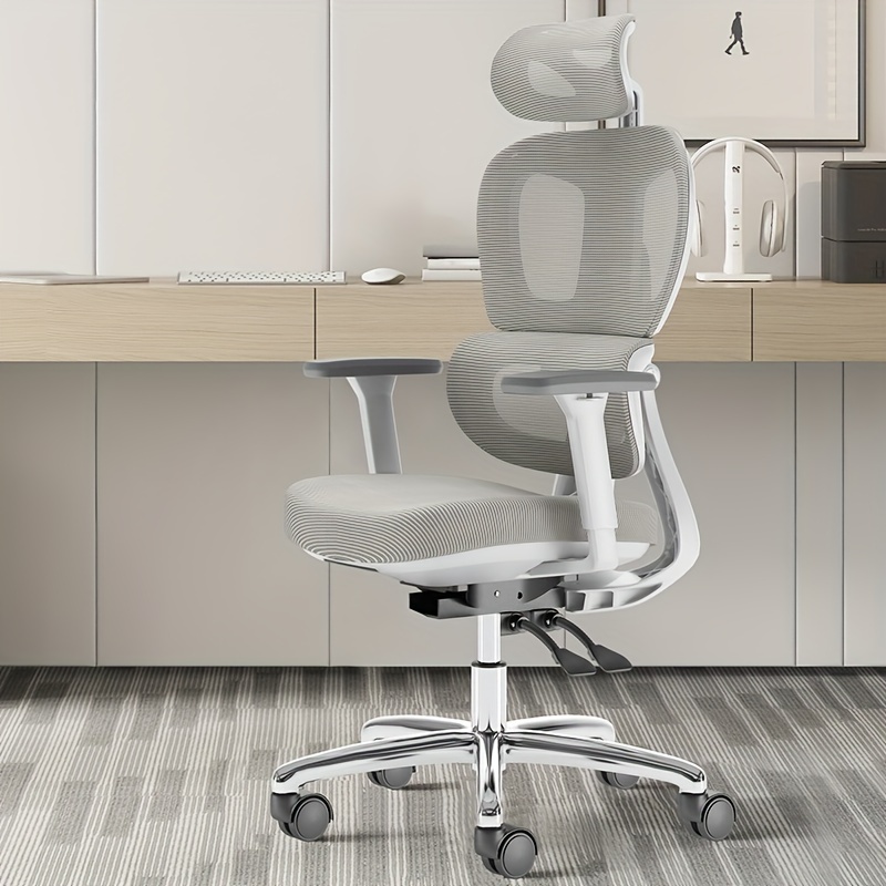 Silla de oficina o para videojuegos, silla de escritorio con soporte  lumbar, brazos abatibles y reposacabezas, giratoria, ajustable, de cuero