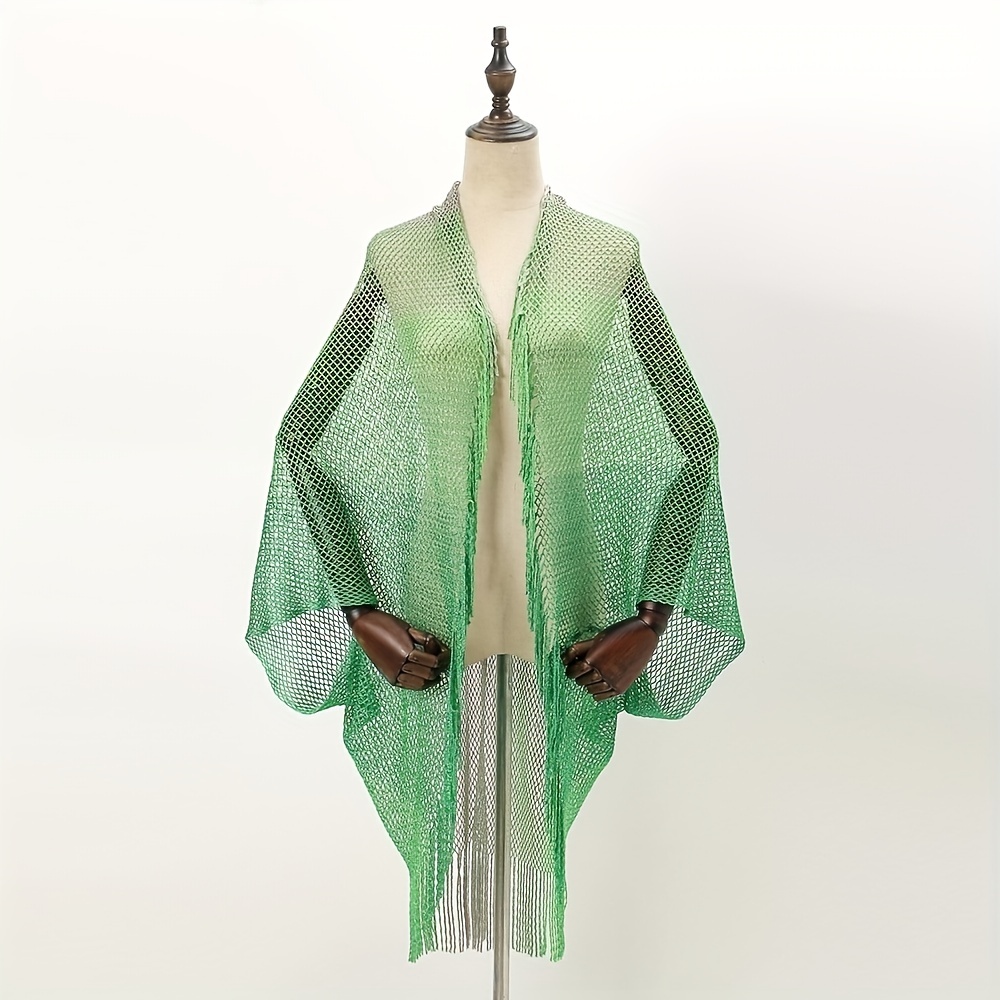 Boho Fringed Shawl Hollow Out Mature Wrap Sunscreen