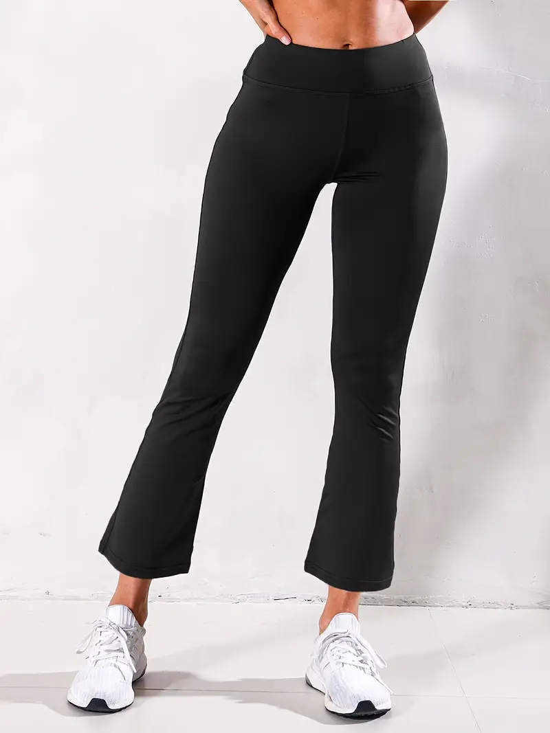 High Stretch Yoga Flared Pants Solid Color Bootcut Sports - Temu