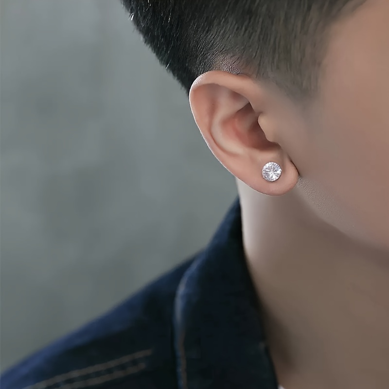 Magnetic Artificial Diamond Stud Earrings for Men