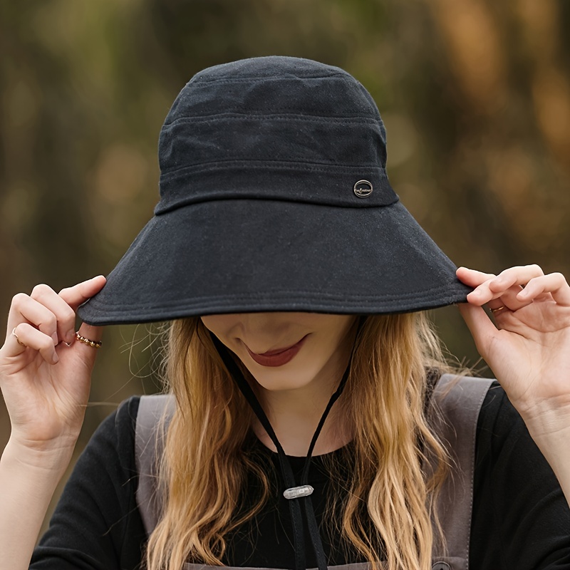 Black Cloche Bucket Hat Coldproof Windproof Sunshade Hat - Temu