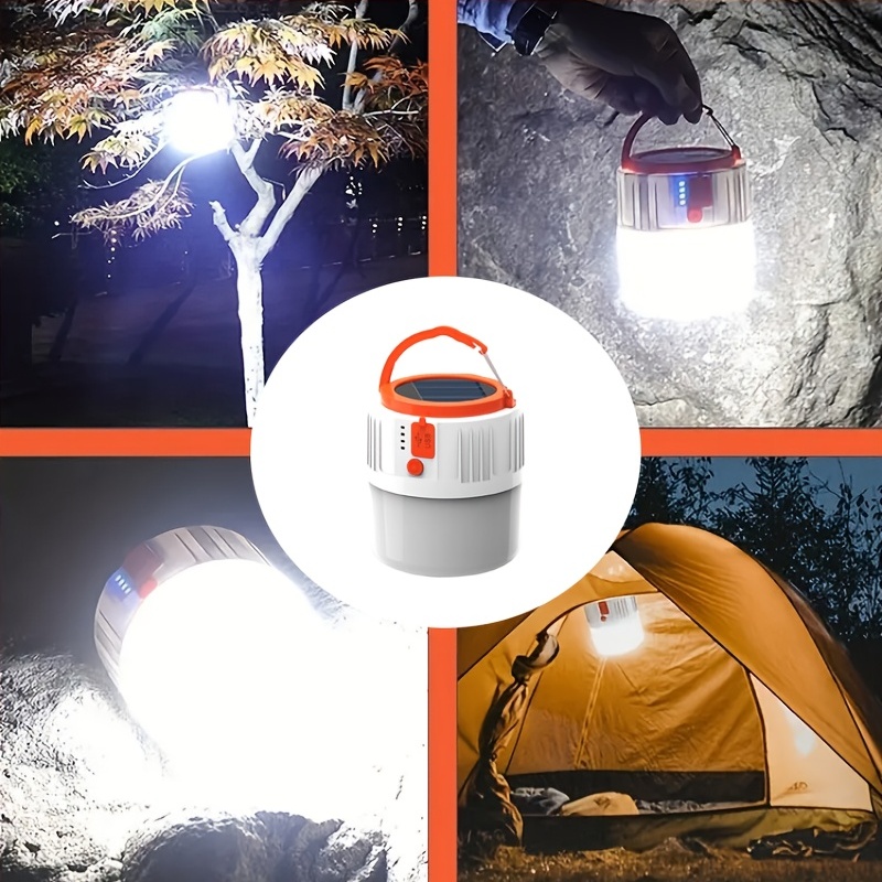 Solar Power Camping Lantern, Usb Rechargeable Lantern Flashlight