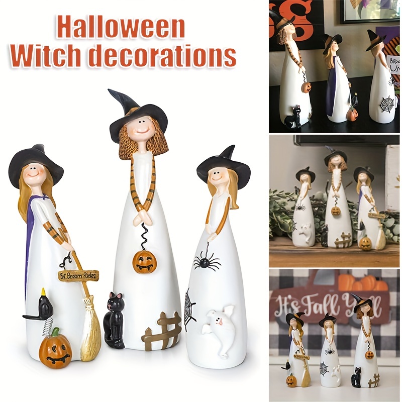 Poupée de sorcière créative en résine pour Halloween, décoration de maison  et de bureau, charmante, ornement artisanal, Statue, Sculpture, cadeau