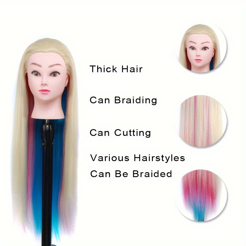 Colorful Pink Hair Training Mannequin Head for Hairstyles