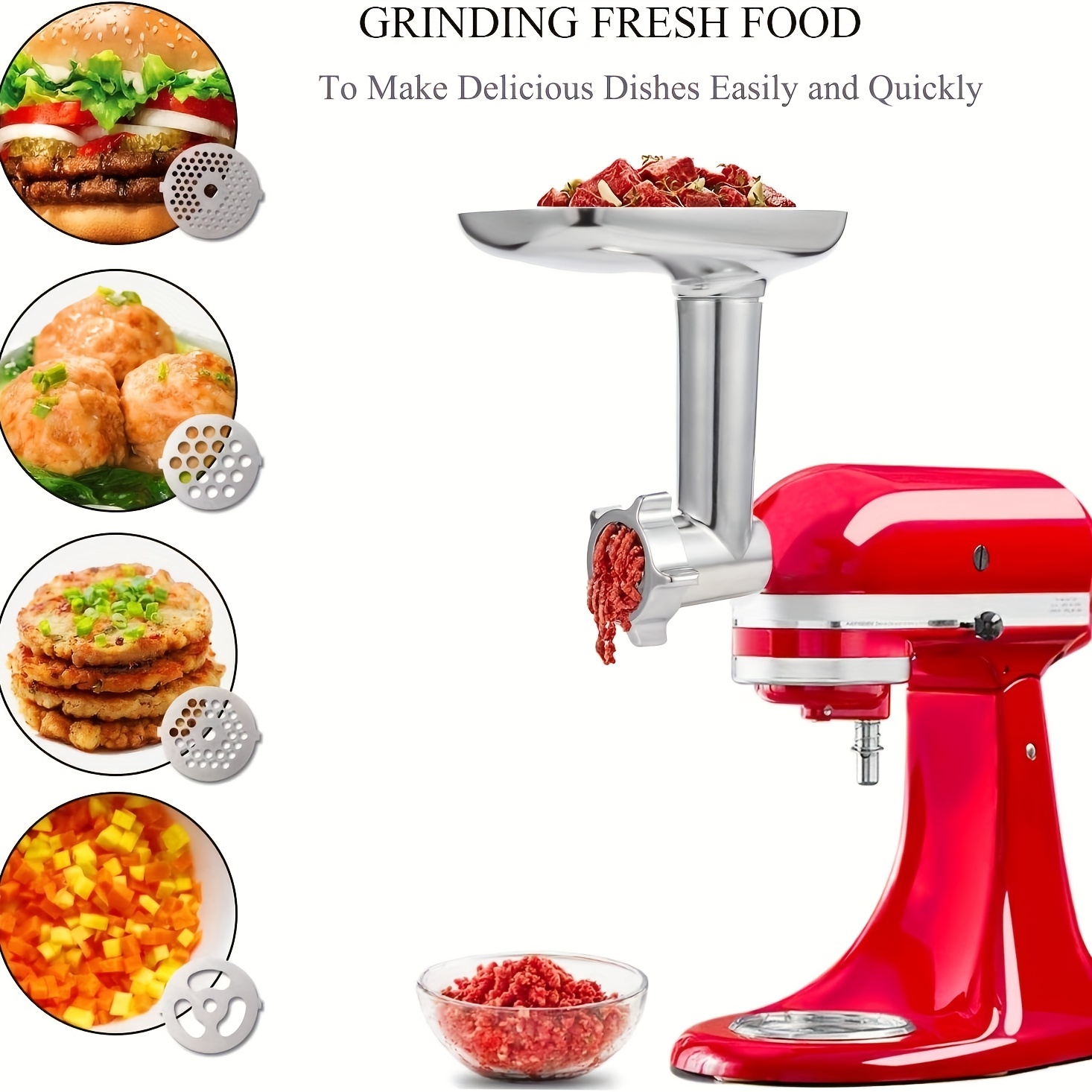 Metal Food Grinder Attachment for KitchenAid Stand Mixers, Kitchen