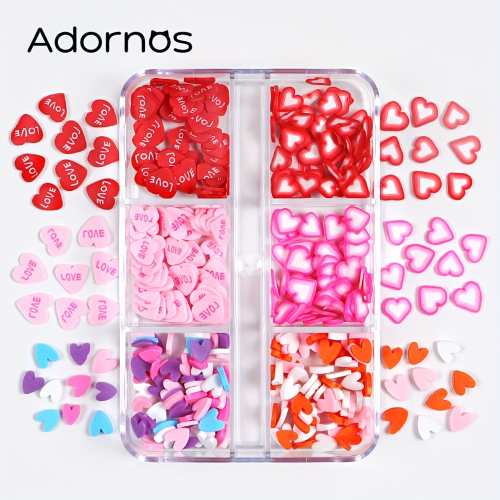 1box Valentines Mixed Love Clay Slices Epoxy Resin Decor Cute Small  Envelope Lipstick Heart Shape Slices Parches For DIY Earrings Pendant  Crafts Valen