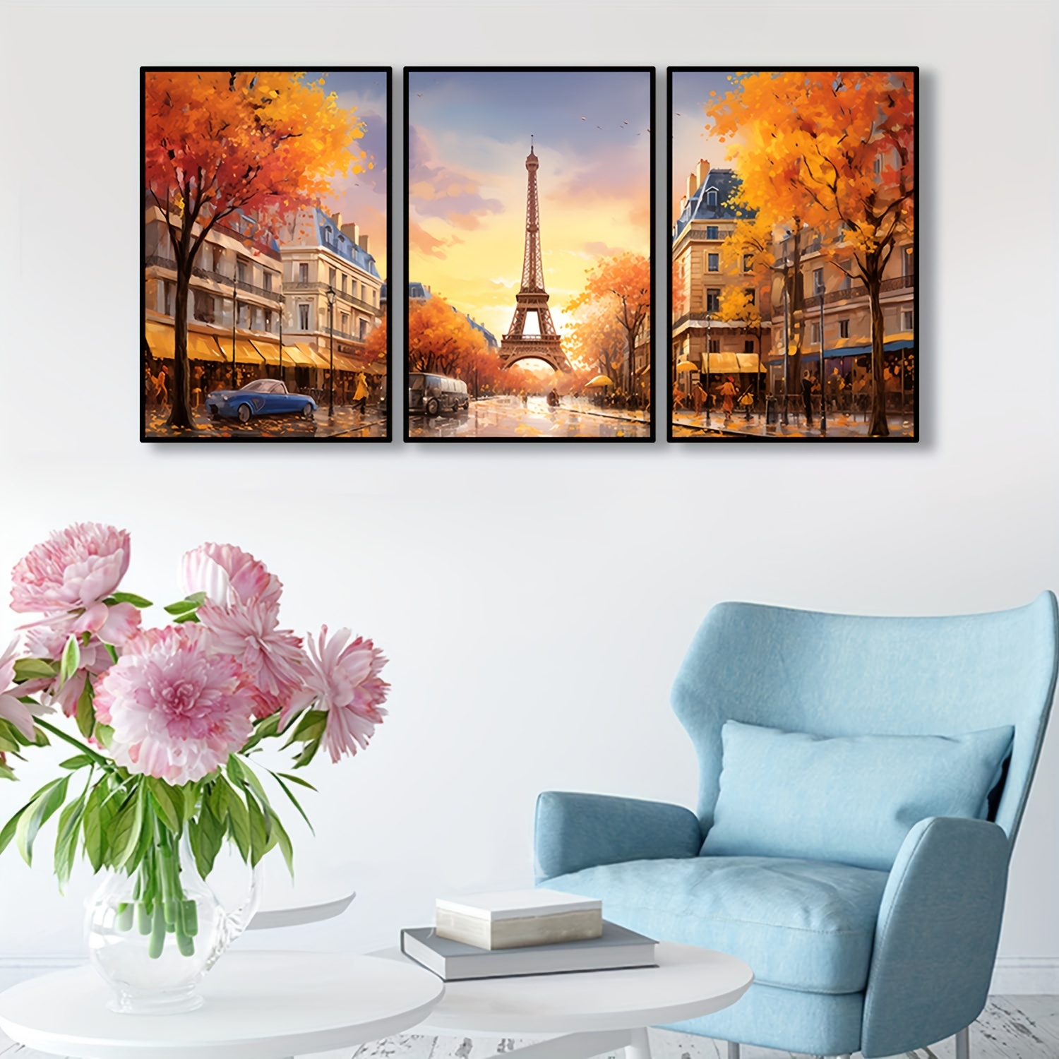 3 Pz/set Realismo Stampa Su Tela Poster, Torre Eiffel A Parigi Paesaggio  Urbano Dipinti Su Tela Da Parete, Opere D'arte Pittura Murale Per Soggiorno