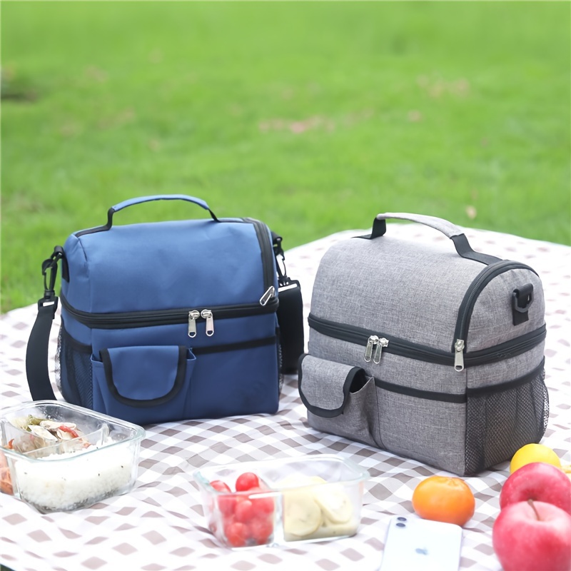 

Portable Double Layer Insulation Bag, Thickened Lunch Bag For Outdoor Picnic