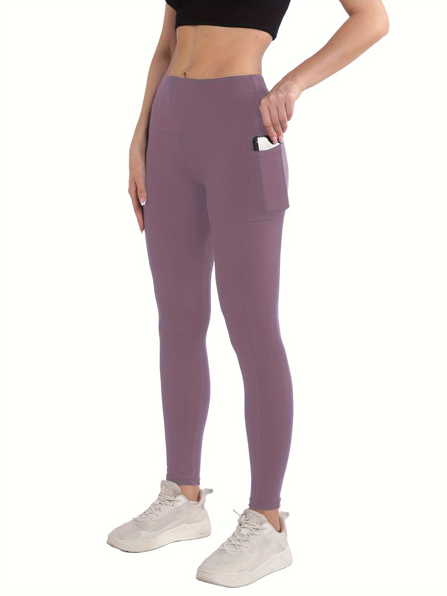 High Waist Cropped Yoga Pants Side Pockets Slim Fit Stretchy - Temu