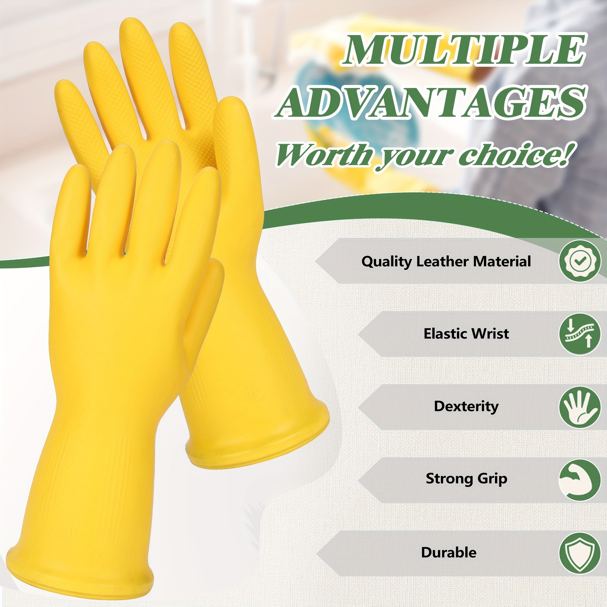 3 pares de guantes de limpieza reutilizables, sin látex, guantes de  limpieza de cocina con forro de algodón, guantes para lavar platos del  hogar