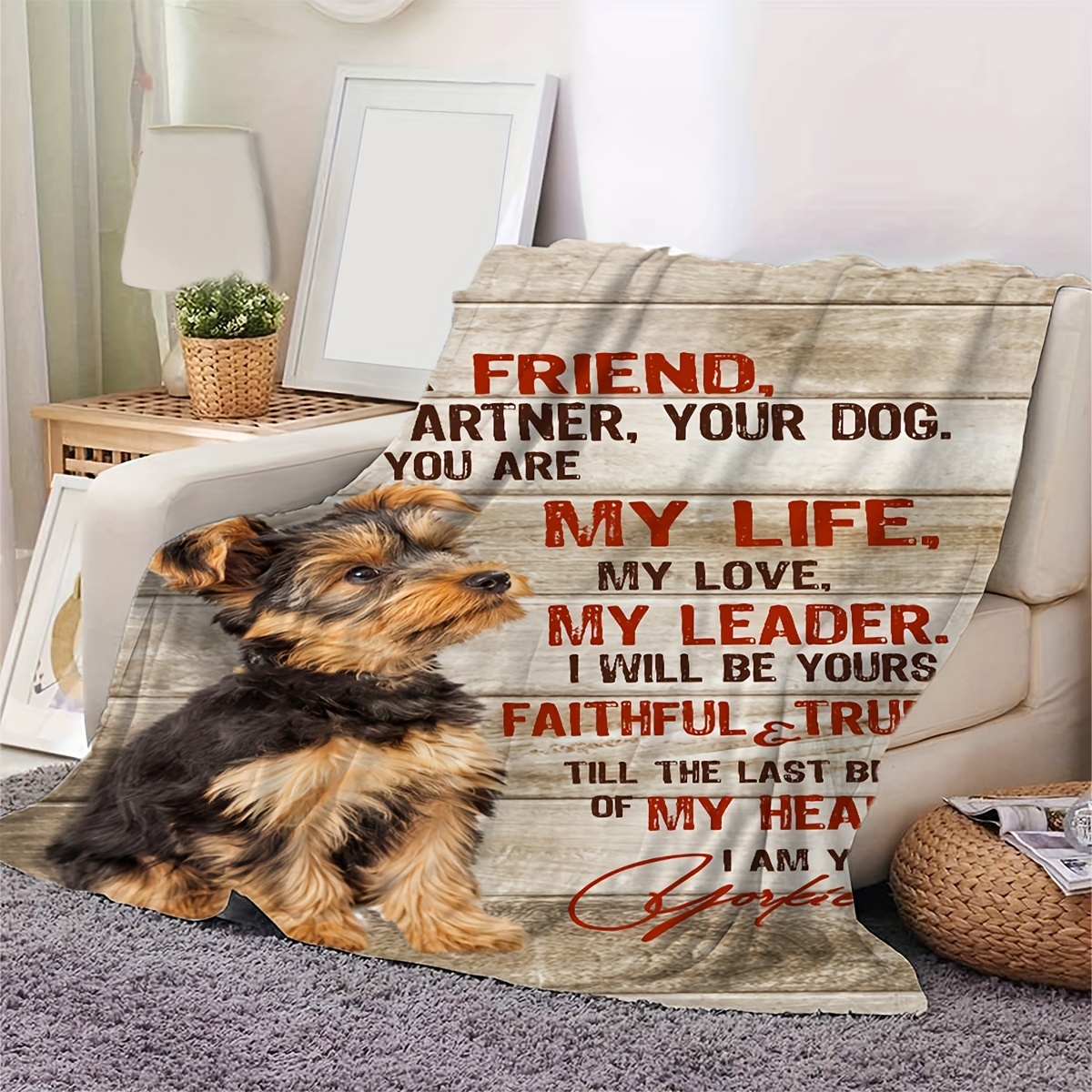 1pc Flannel Blanket With Dog Poster Pattern, Soft Warm Throw Blanket Nap  Blanket For Couch Sofa Office Bed Camping Travel