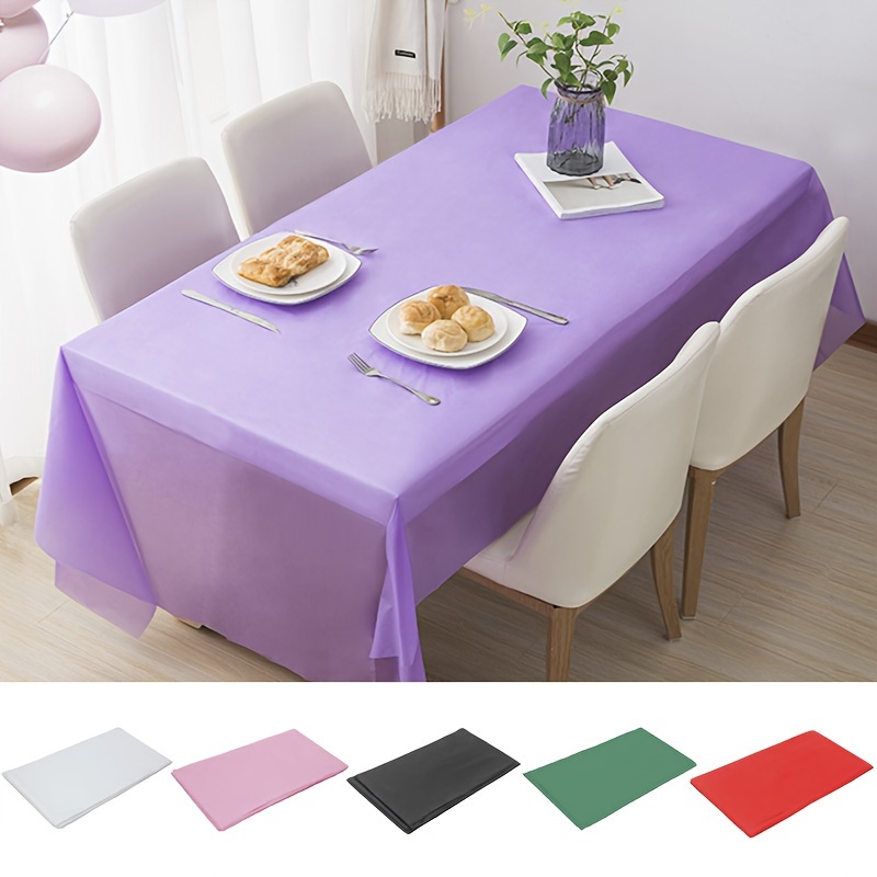 

1pc, Party Tablecloth, Plastic Waterproof And Oil-proof Tablecloth, Solid Color Rectangular Tablecloth, For Christmas New Year Birthday Party Wedding Decoration