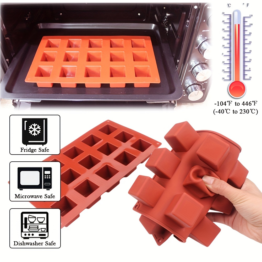 1pc 15-cavity Brown Chocolate Square Silicone Mold, Diy Candy