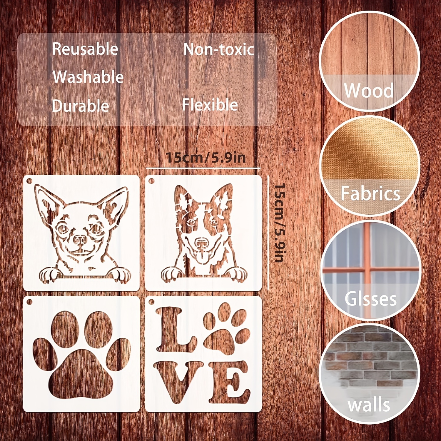 Pochoirs de patte de chien, 3 pièces impression de patte A4 feuille  empreintes de patte pochoirs réutilisables pour bricolage peinture décor à  la