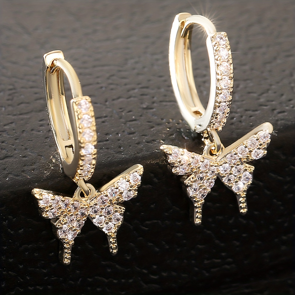 

Full Sparkling Zircon Decor Bowknot Pendant Cute Dangle Earrings Minimalist Style Copper Plated Jewelry Female Trendy Gift