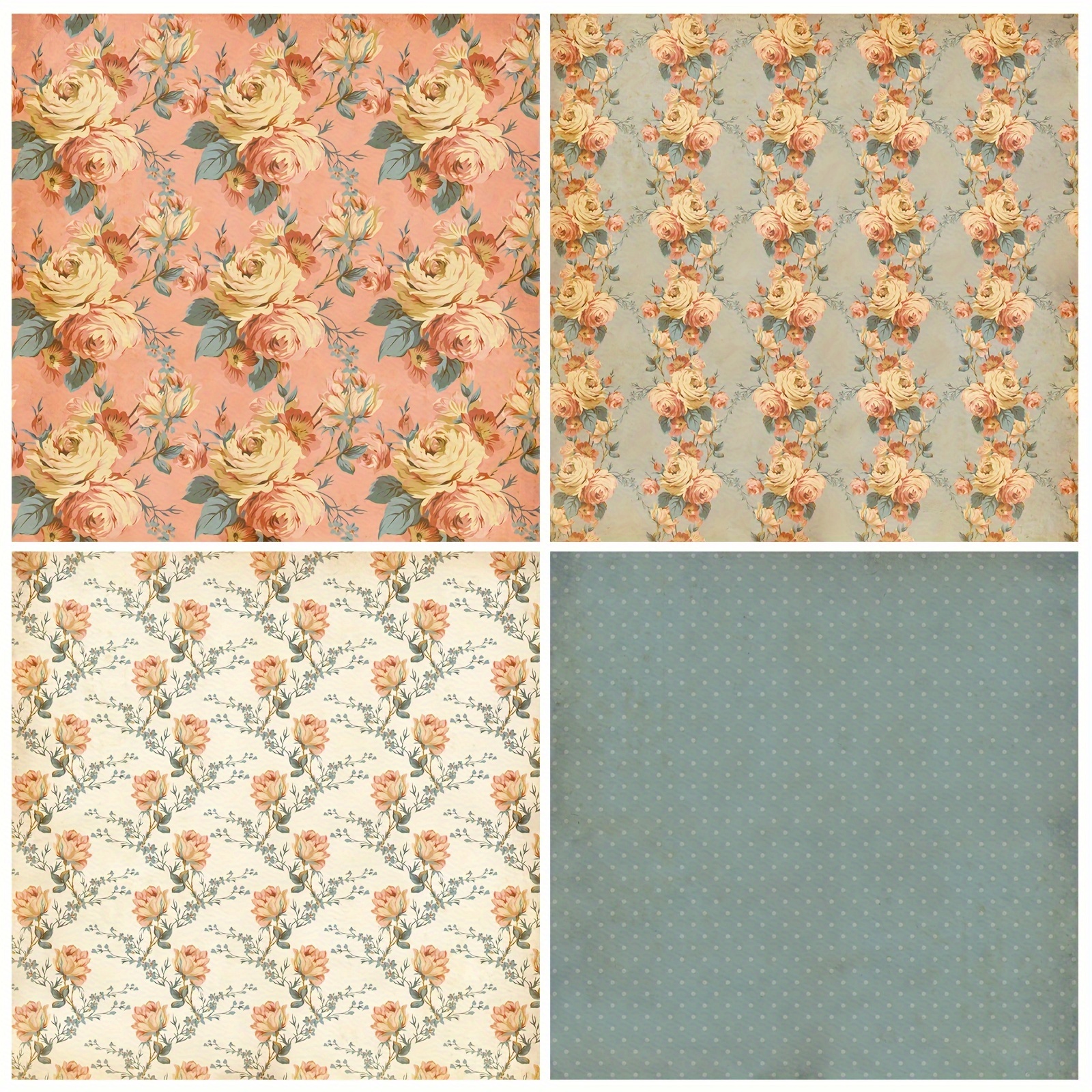 12pcs Flower Series Scrapbook Paper for DIY Photo Album Background