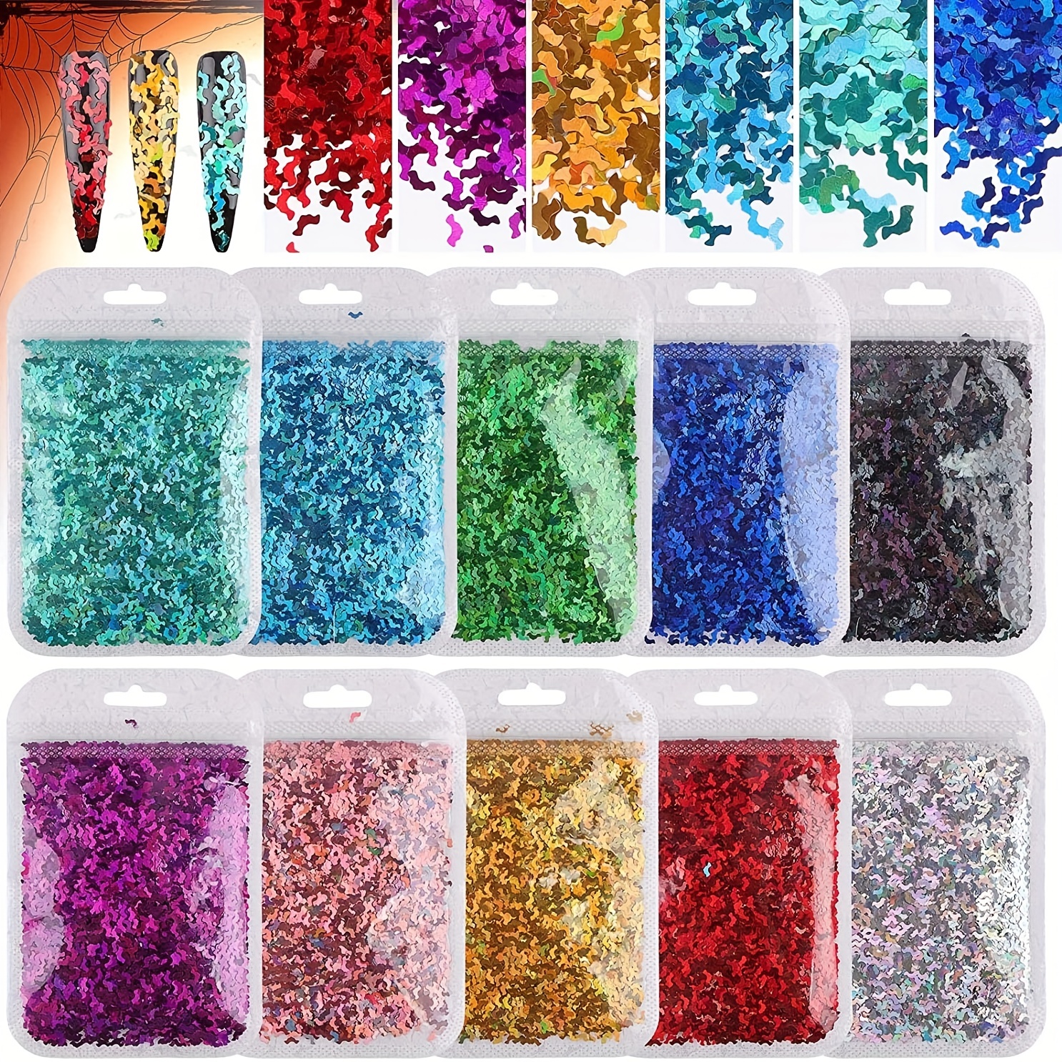 Warmfits 3D Holographic Nail Glitter Halloween Glitter Christmas