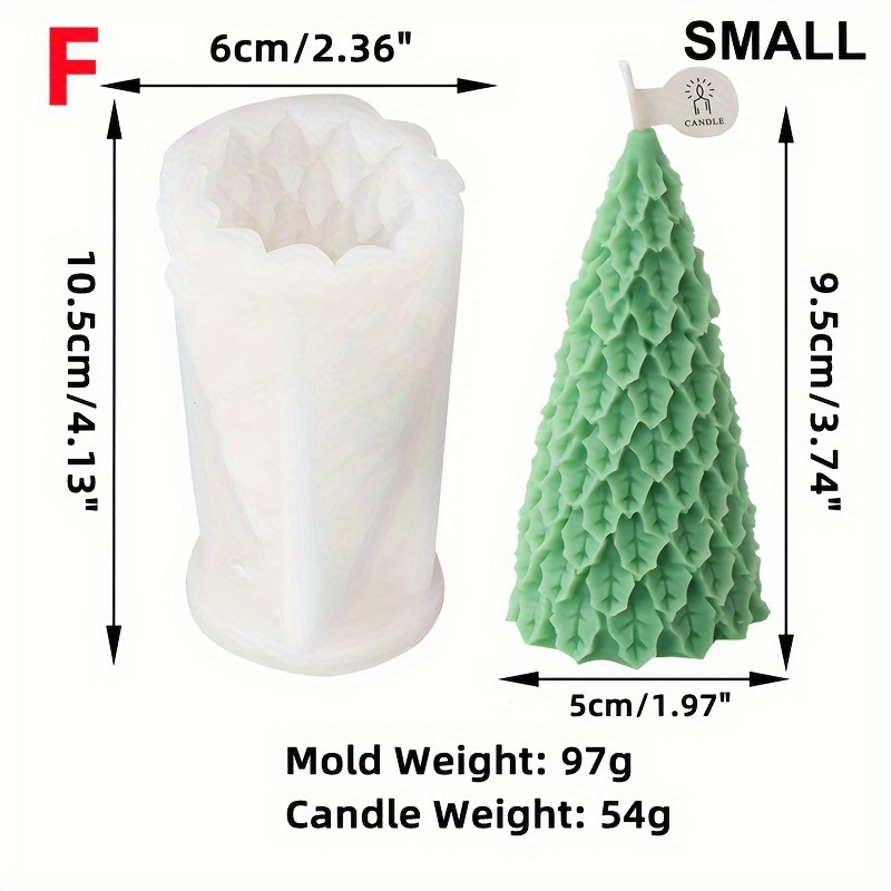 3D Christmas Tree Candle Mold, Silicone Candle Molds, Xmas Pine