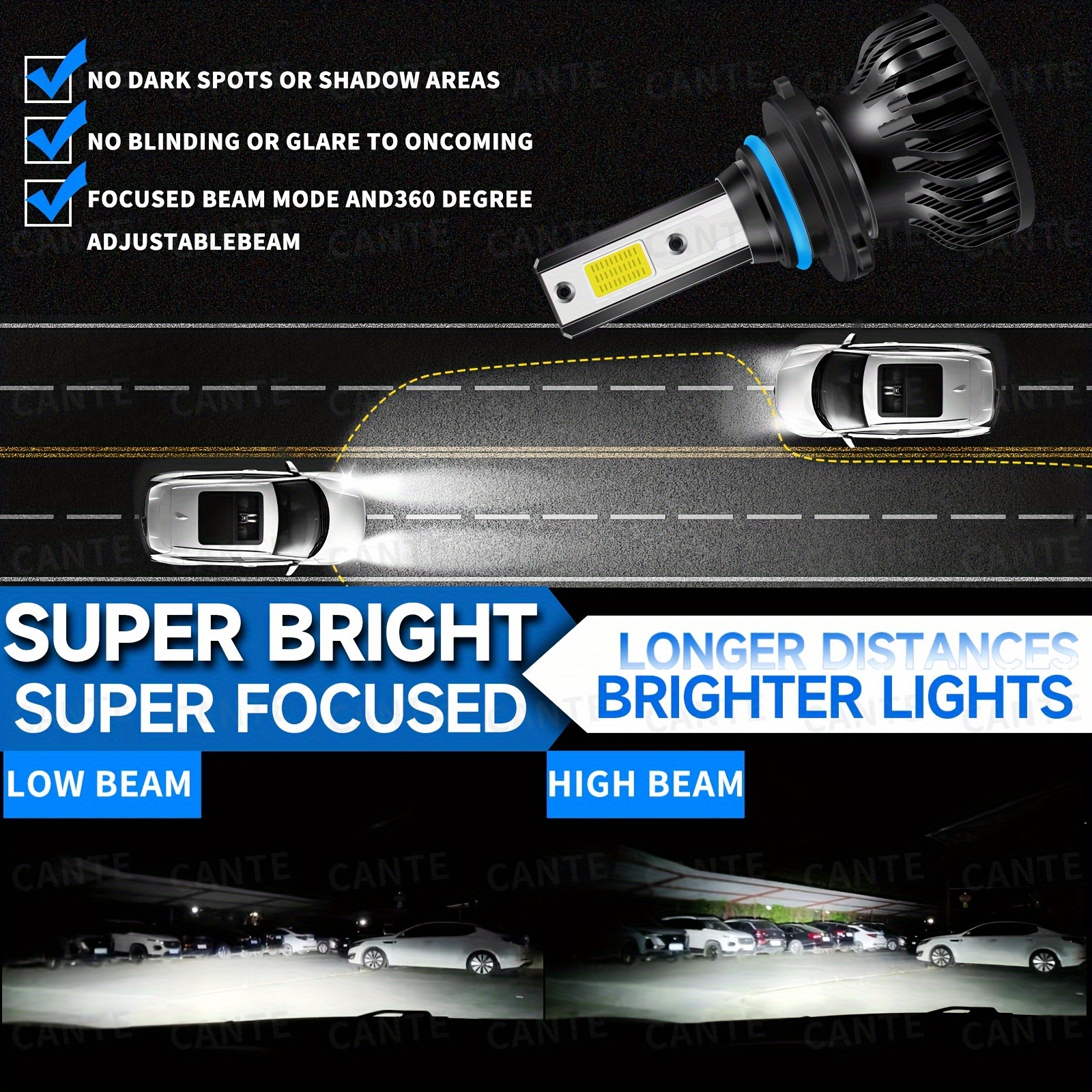 Bombillas LED H11 H8 H9, bombillas LED antiniebla, 10000 lúmenes, 6500 K,  blanco frío, bombilla LED H11 de 20 W, bombilla antiniebla integrada de