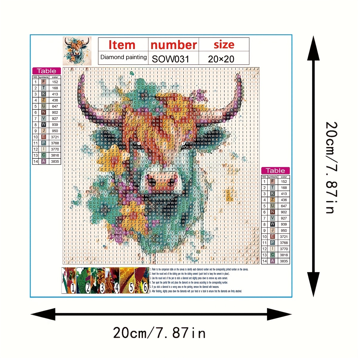 DIY 5D Colorful Cows Diamond Painting by Number Kits, for Adults & Kids, 4  Sets Full Drill Rhinestone Embroidery Cross Stitch Cow Decor Picture, Art