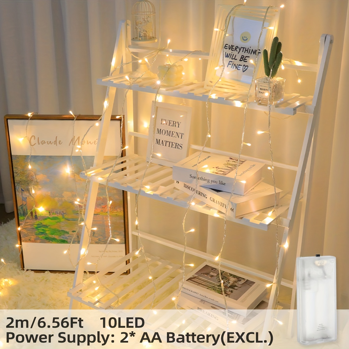 TEMU 1pc 10//40/80 Led String Light, Battery Powered Fairy Light, Suitable For Family Parties, For Halloween Christmas New Year Valentine's Day