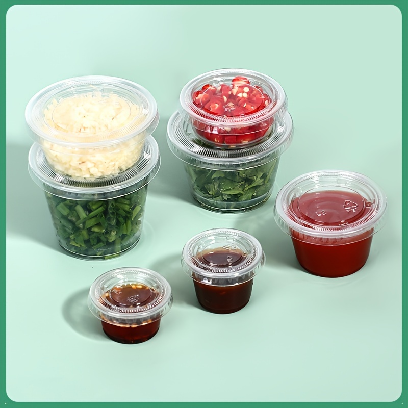 100Pcs Chutney Chili Sauce Cups Food Small Sauce Container Box Plastic  Clear With Lids Kitchen Organizer Disposable Sauce Pot
