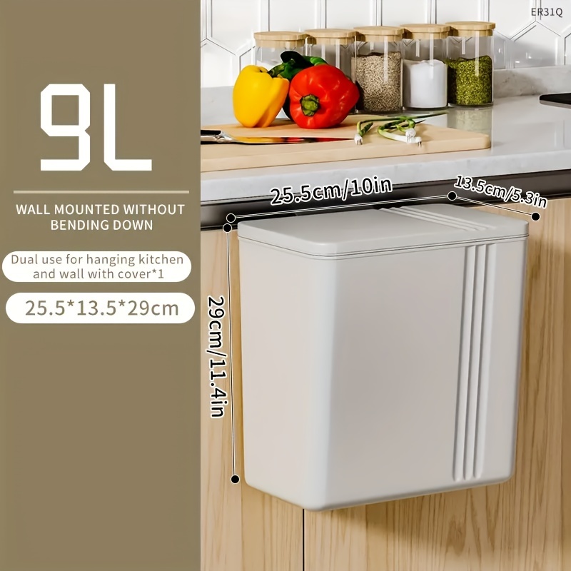 Large-capacity Wall-mounted Trash Can With Lid Trash Can Kitchen Cabinet  Door Hanging Trash Can Recycling Trash Can