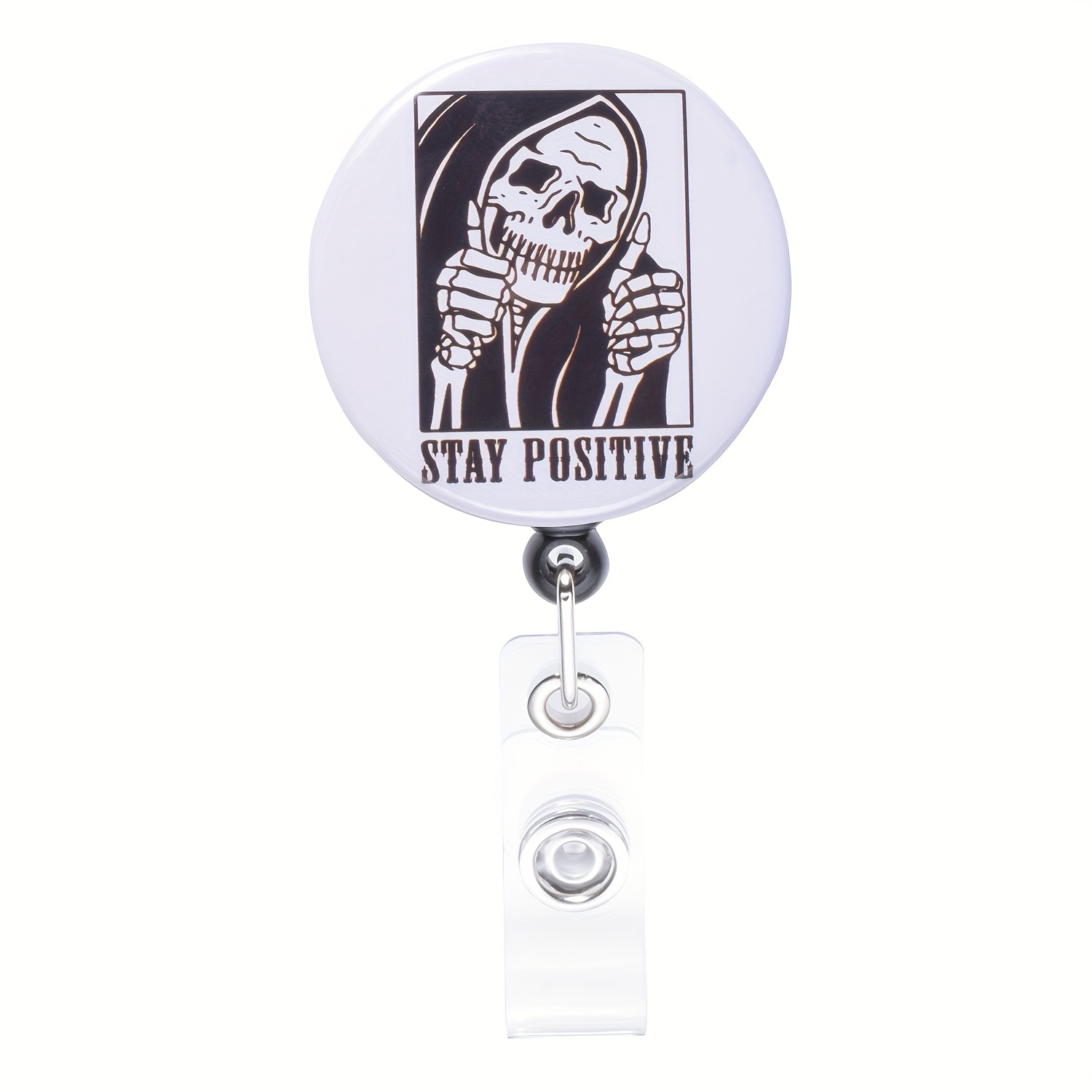 1pc Porte-badge Squelette Drôle Fantôme Rétractable Avec Pince D