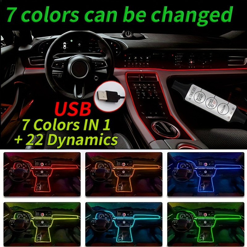 6in1 8m Neon-LED-Autoinnenraum Umgebungslicht Glasfaserstreifen