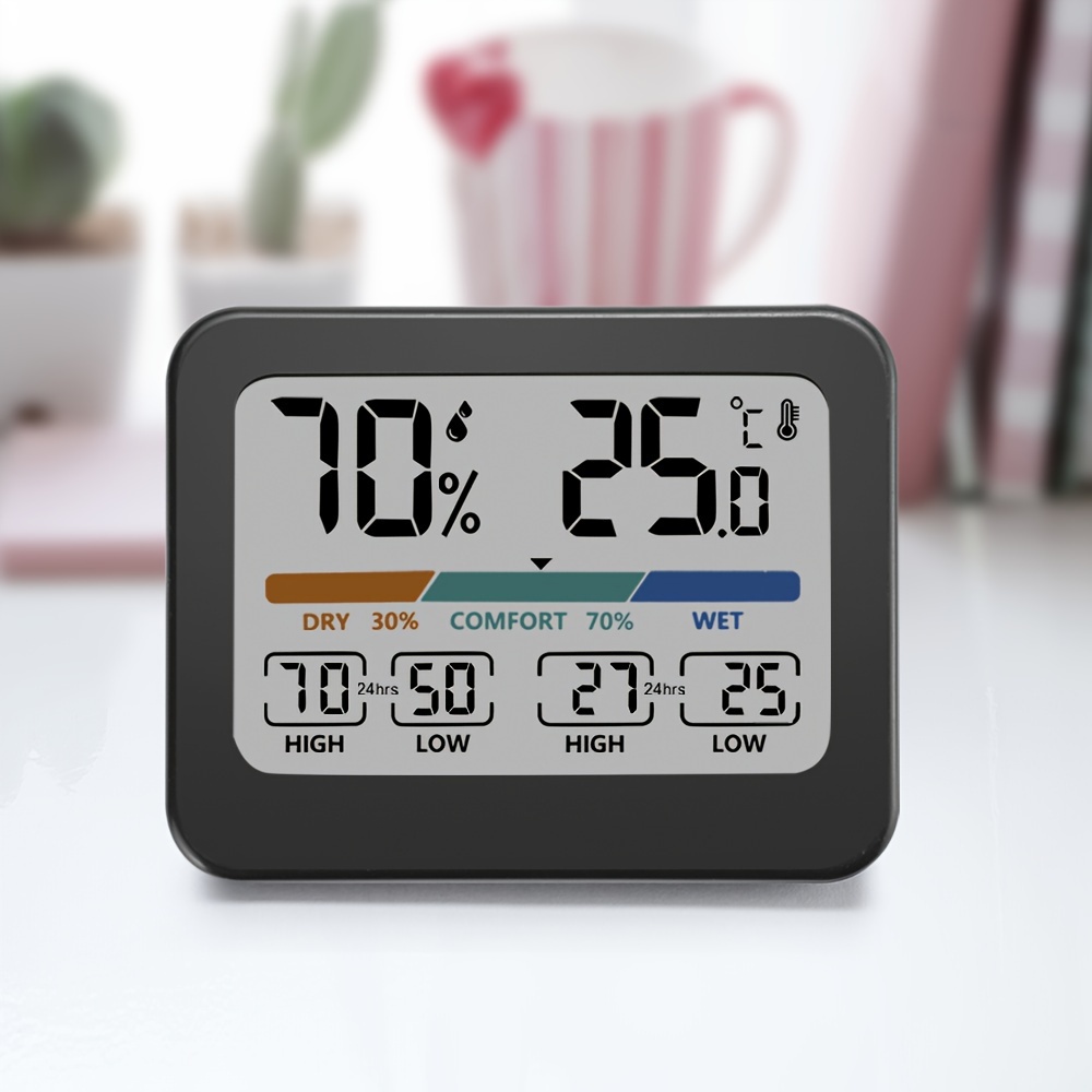 Termómetro higrómetro digital, monitor de temperatura y humedad con sensor  preciso, termómetro fotosensible y medidor de humedad para el hogar