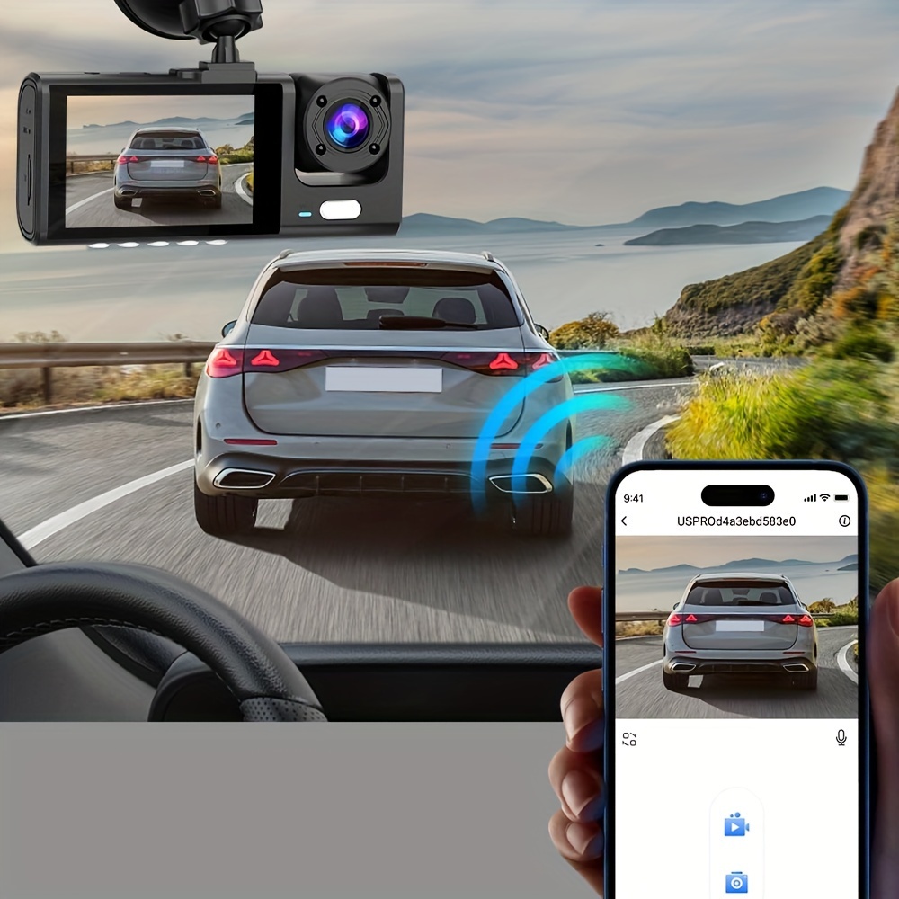 Built-in Wifi Dash Cam Front And Inside And Rear,dash Camera For