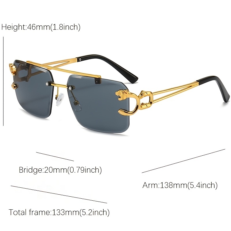 Men's Rimless Sunglasses Square Fashion Tinted Lens Metal Frameless  Rectangular Y2k Glasses Uv400 - Temu