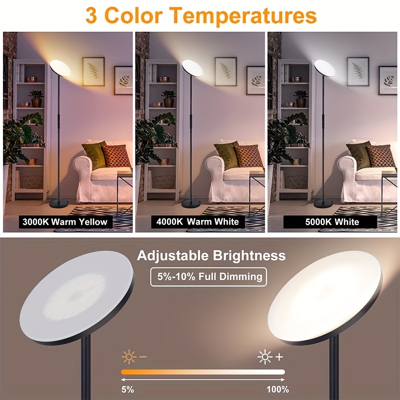 Floor Lamp With Remote Sky Led Modern Torchiere Tall - Temu