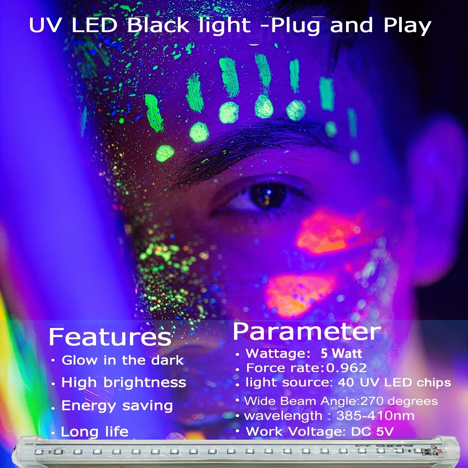 2 Pack 100W LED Black Lights for Glow Party UV Flood Light Blacklight  Fixtures