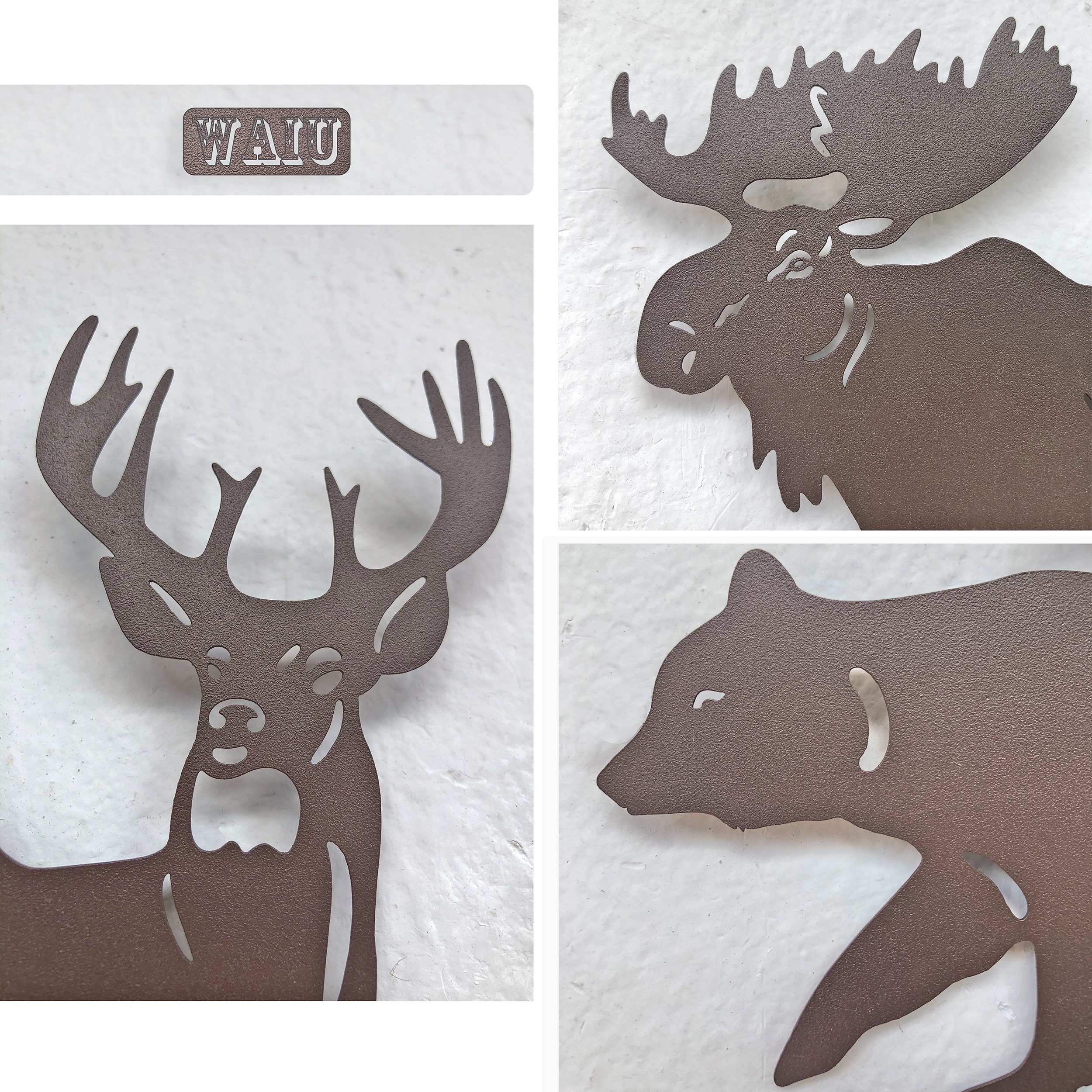 Set of 3 Cast Iron Lodge Design Kitchen Trivets Wall Hanging Art Deer Moose  Bear, One Size - Foods Co.