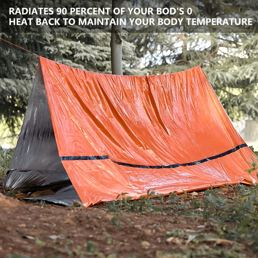 2 person emergency shelter survival bivy tube tent kit thermal blanket sos sleeping bag waterproof survival equipment sports & outdoors details 4
